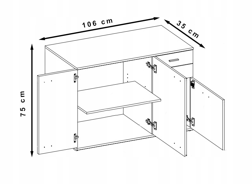 KOMODA 2 SZUFLADY 3 SZAFKI ŚLIWA WALLIS MIKE 1 Głębokość mebla 35 cm
