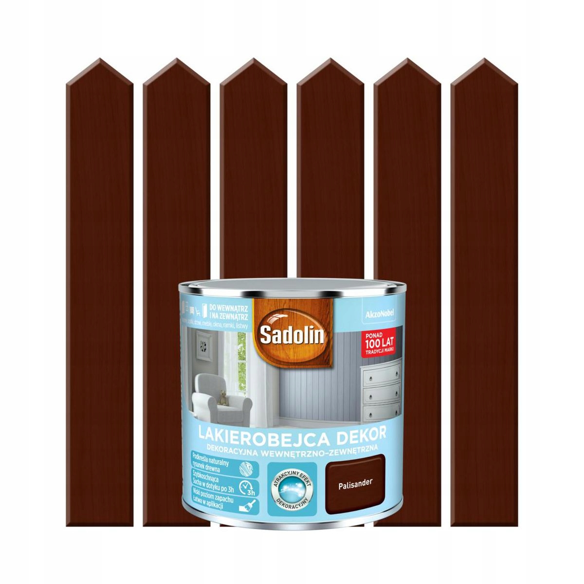 SADOLIN DEKOR Lakierobejca wodna 0,25l palisander