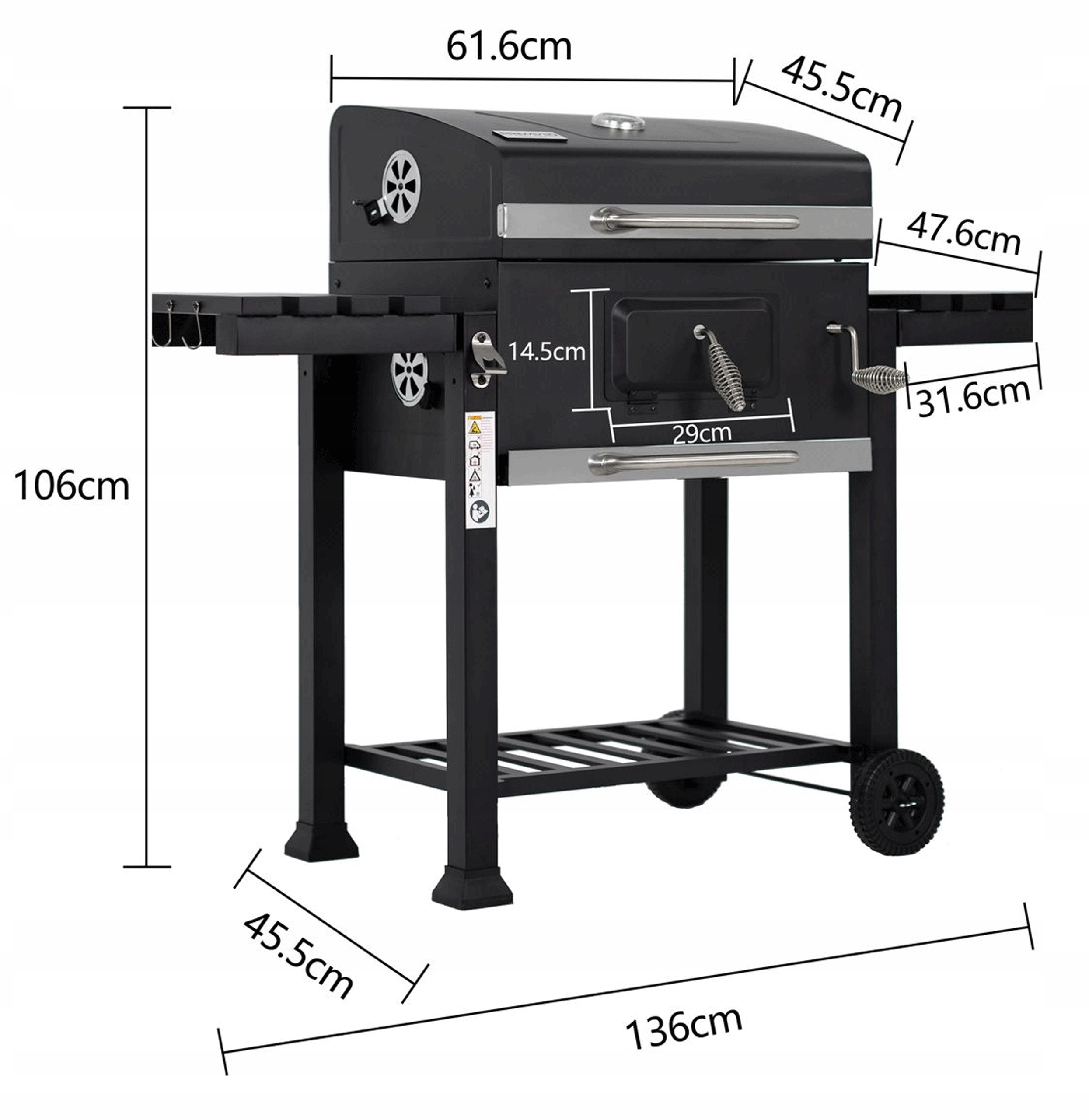 GRILL WĘGLOWY OGRODOWY RUSZT ŻELIWNY POPIELNIK + MATA PRIMAVEO MAJESTAT XXL Szerokość grilla 137 cm