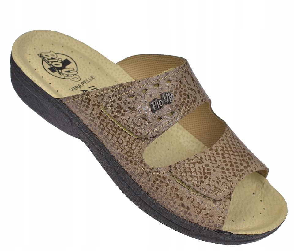 Nazouváky zdravotní pantofle 480/R taupe – pohodlné na suchý zip, kožená stélka vel. 39