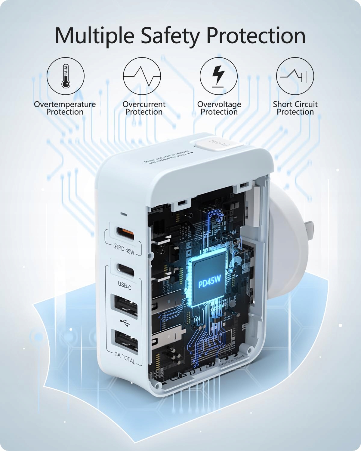 LENCENT Adapter Podróżny USB 45W Typ-C USB Wielofunkcyjny Biały — miniatura 5