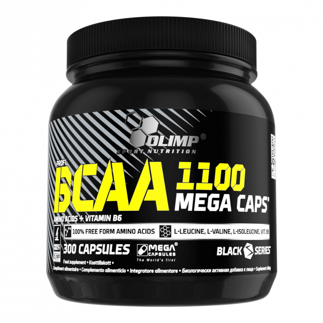 Olimp Bcaa Caps 1100 Aminokyseliny Leucin Xtra Sklenice Vitamín B6 300 kapslí