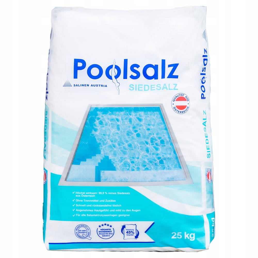 Sól Do Basenu Poolsalz Siedesalz Salinen 99,9% NaCI 25kg sól basenowa