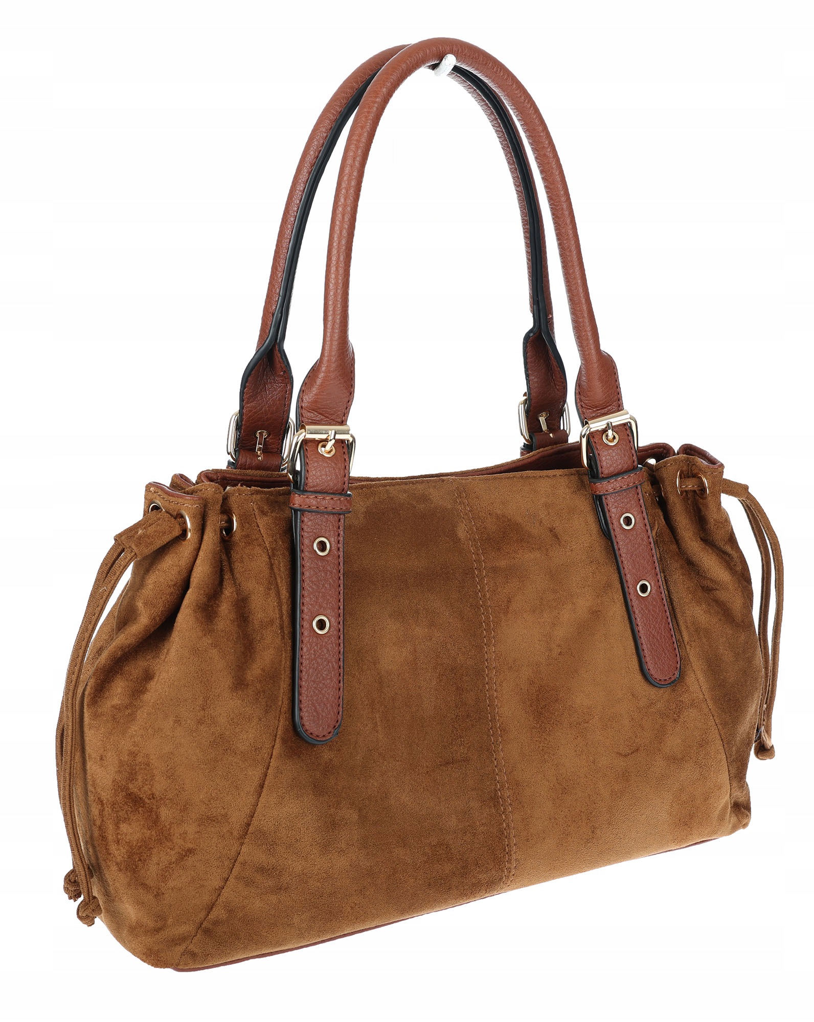 Dámská kabelka Semišová Shopper Kufřík Prostorná Elegantní AM47 Hnědá