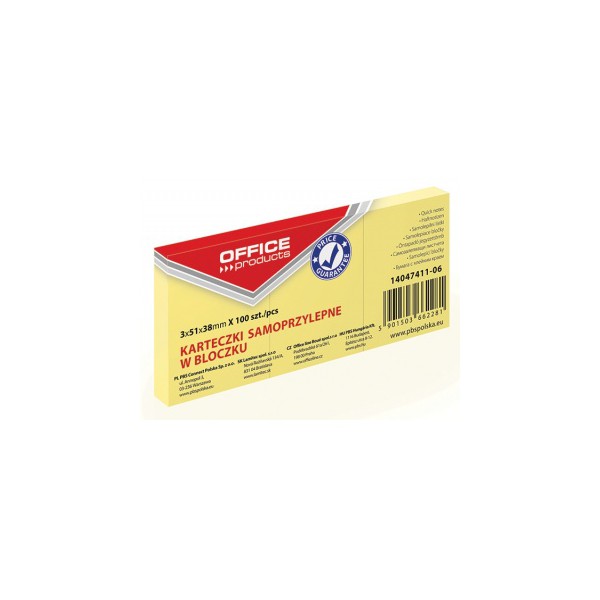 

Karteczki bloczki samoprzylepne 3 x 38x51 mm żółte