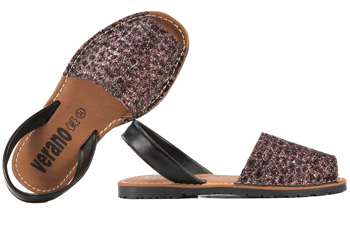 Verano 2275 Dámské Sandály Španělské Kůže/brokát burgundské barvy