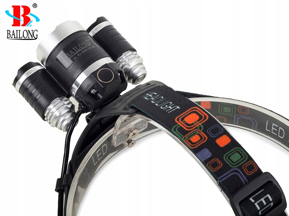 LATARKA CZOŁOWA BAILONG LED CREE XM-L T6 2 x XP-E CZOŁÓWKA NA GŁOWĘ MOCNA Kod producenta 08266