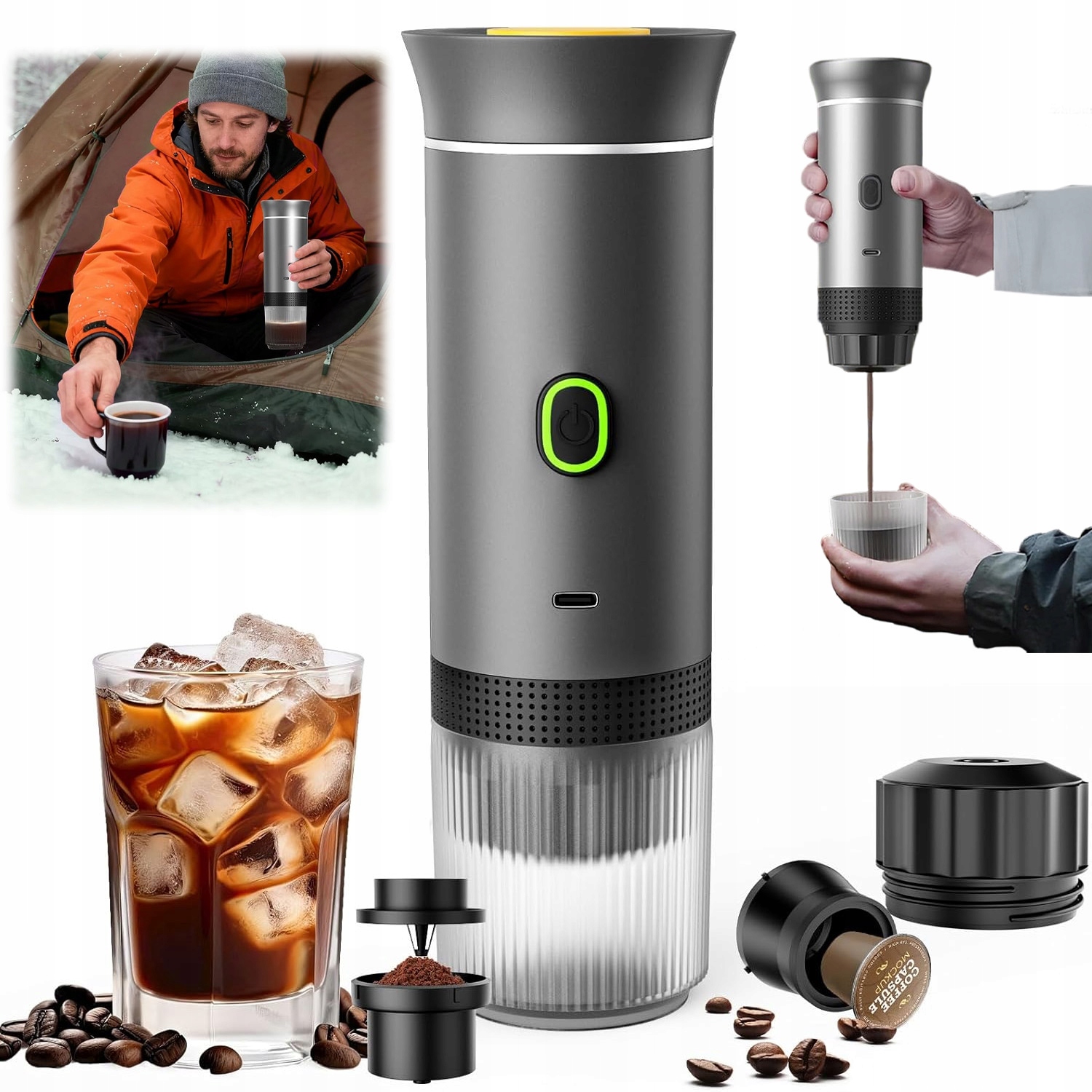 Přenosný Kávovar 7500MAH Turistický Bezdrátový Do Auta