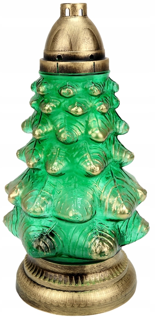 ZNICZ piękna CHOINKA DUŻA zielona ze złotymi elem. Wkład 60h