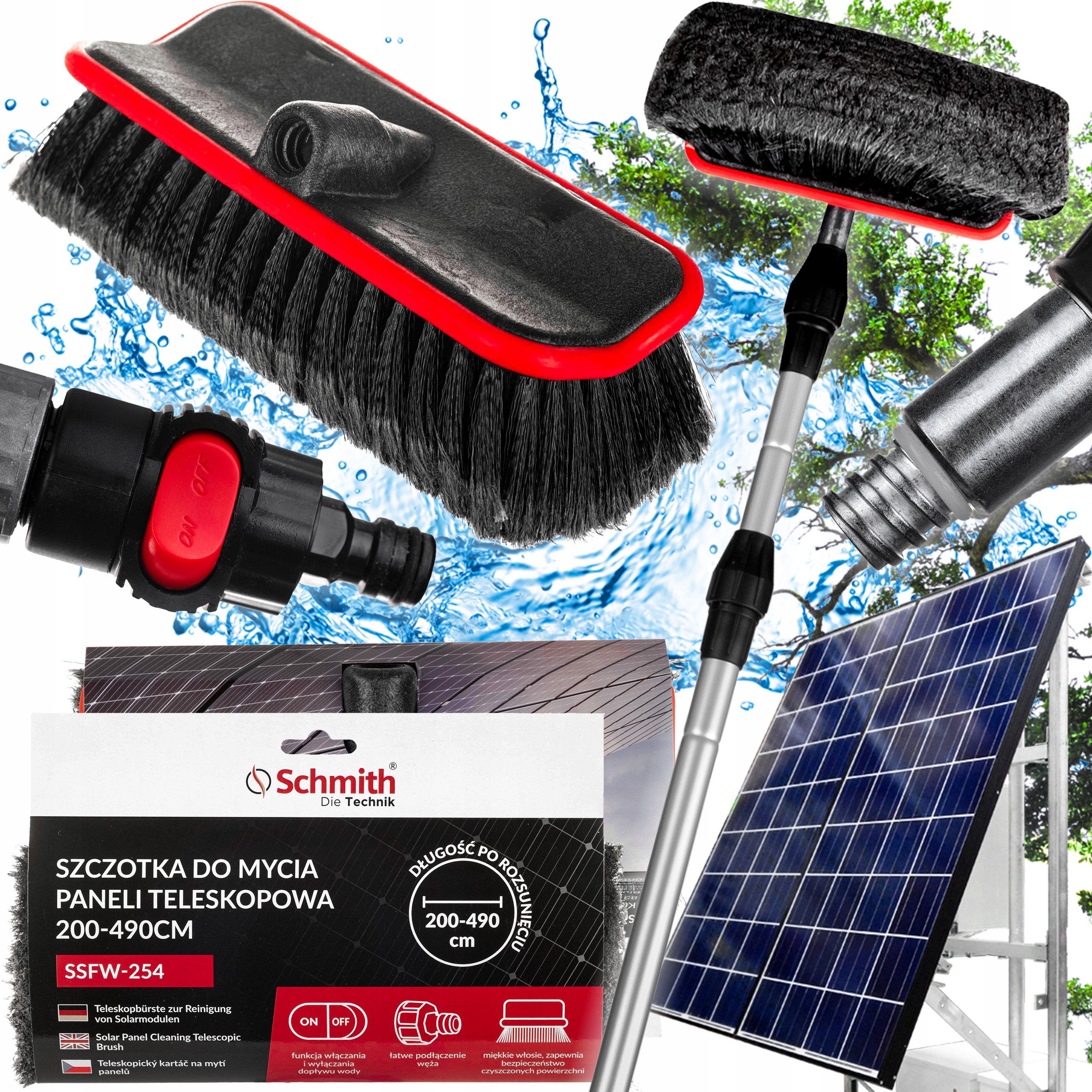 Щітка для миття фотоелектричних панелей довжиною 4,9 м