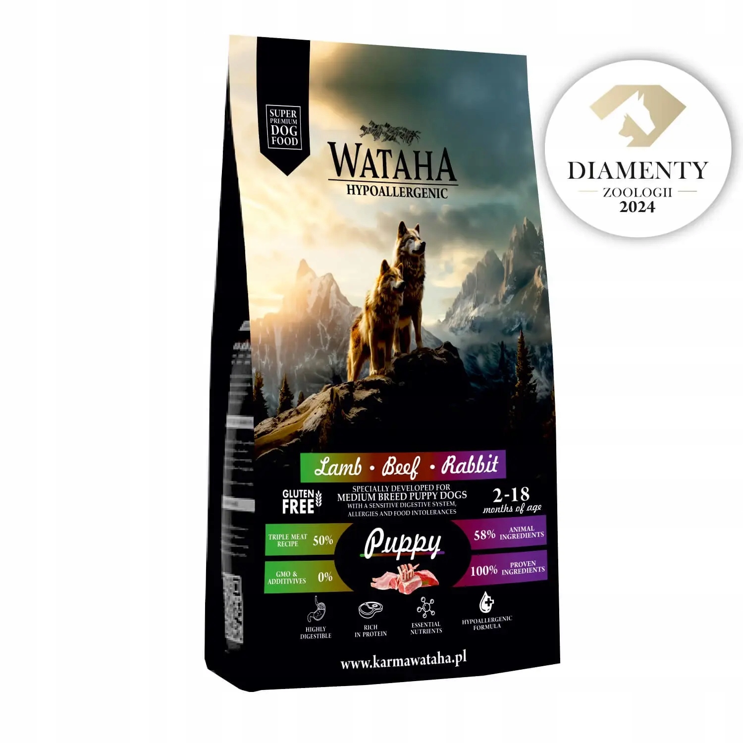 Wataha Hypoallergenic Puppy Lamb Beef Rabbit 6 kg Rasy średnie i duże