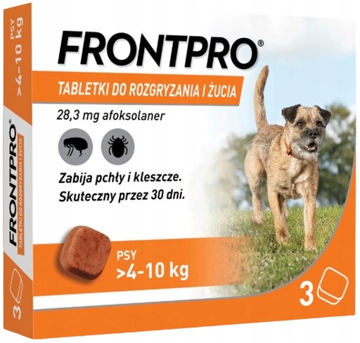 Frontpro 28,3 mg Tabletki dla psów na pchły i kleszcze 4-10 kg 3 szt