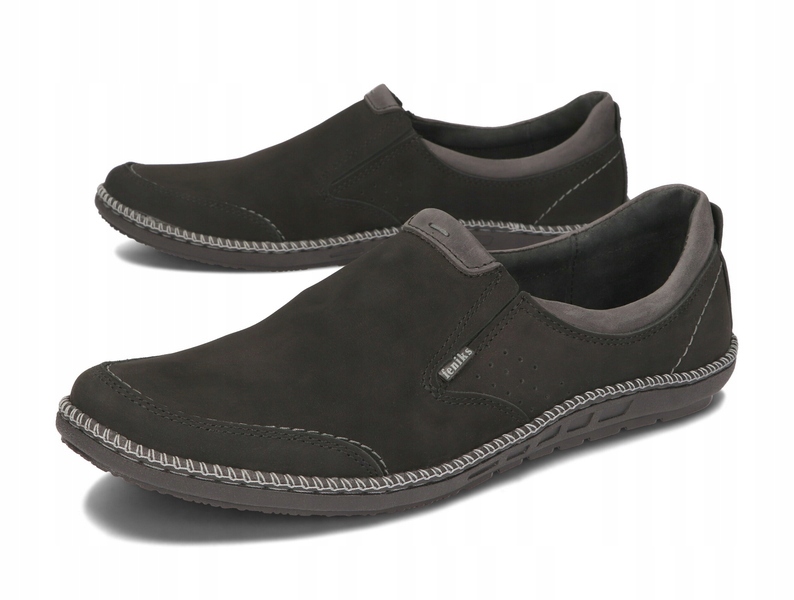 Mokasyny Męskie Wsuwane Buty Wizytowe Casual Skóra Naturalna 122 Czarne 40 Model MOKASYN