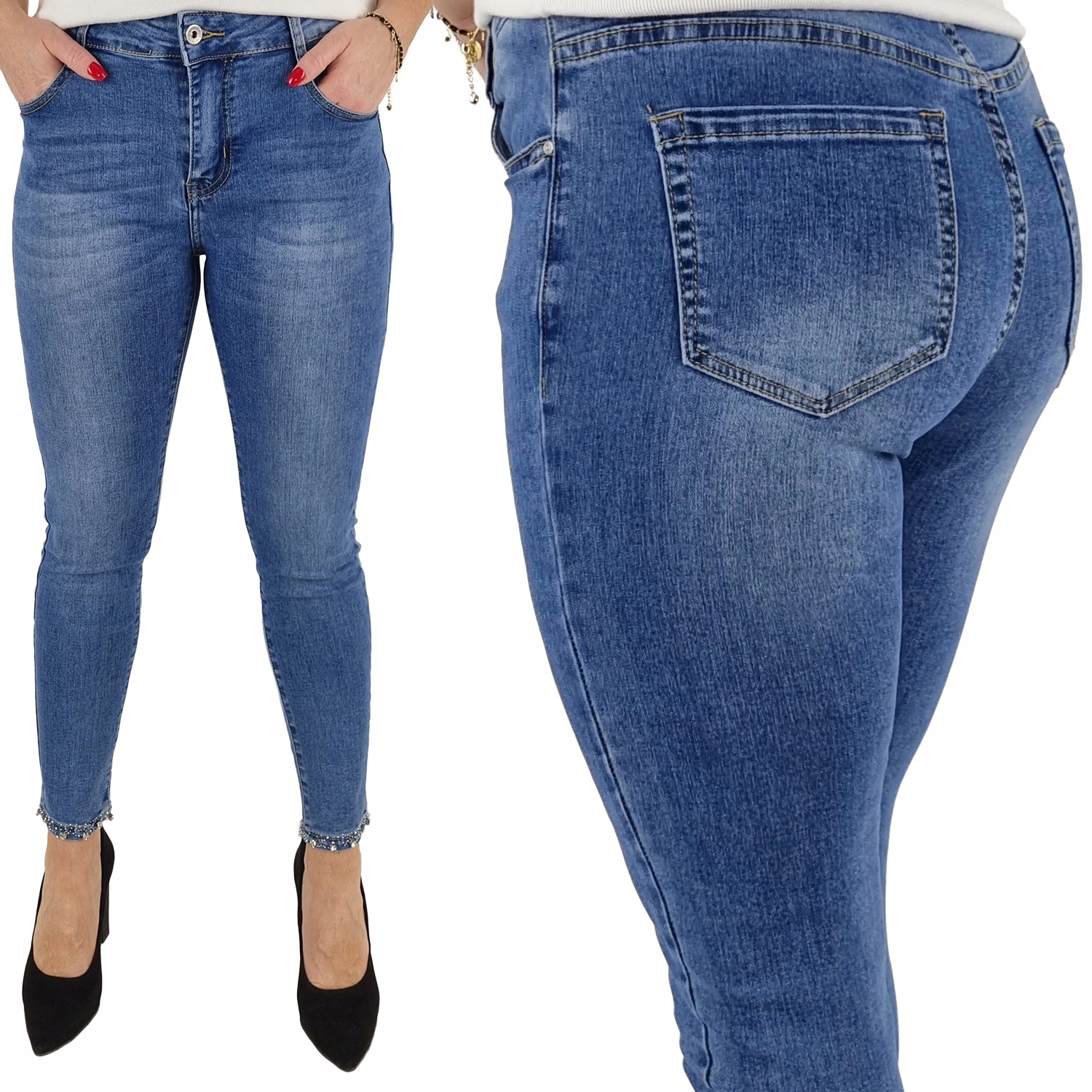 Damskie Spodnie M. Sara Modelujące Dopasowane Kokarda 7/8 Blue