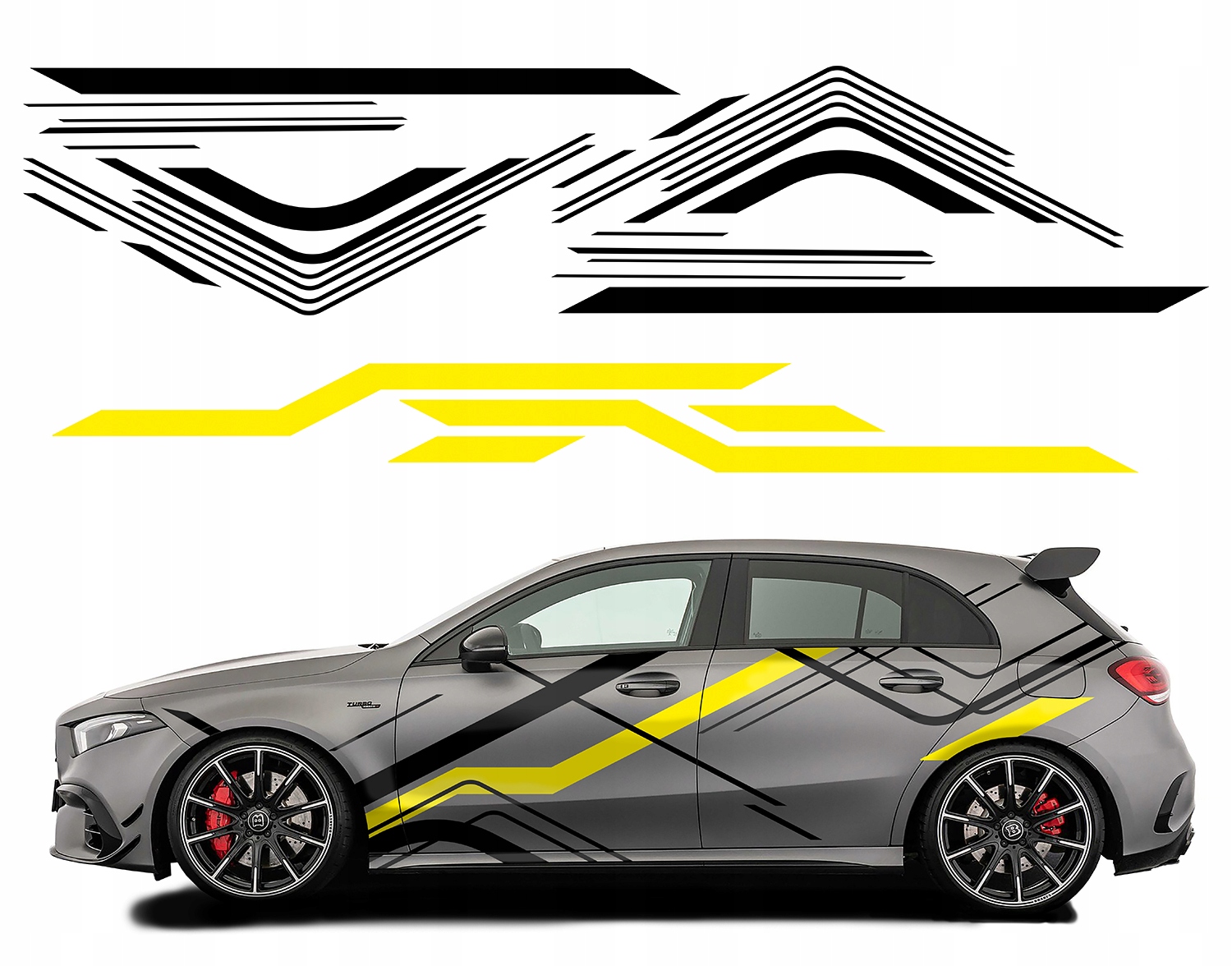 2xNALEPKY Grafika na bok auta Motiv Pruhy Pásy Linie Tvary 120x413