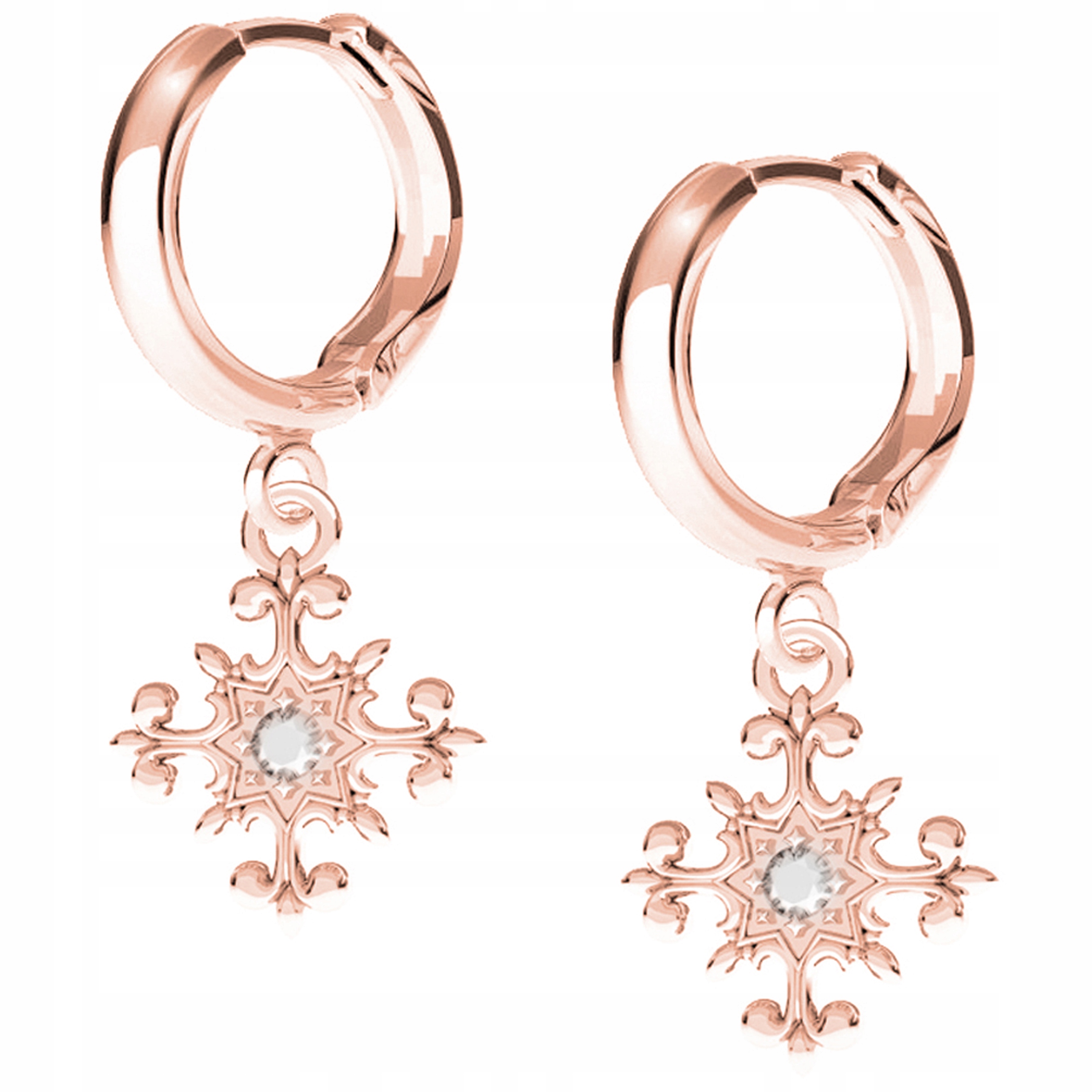 Náušnice Kříž Křížek růžové zlato 925