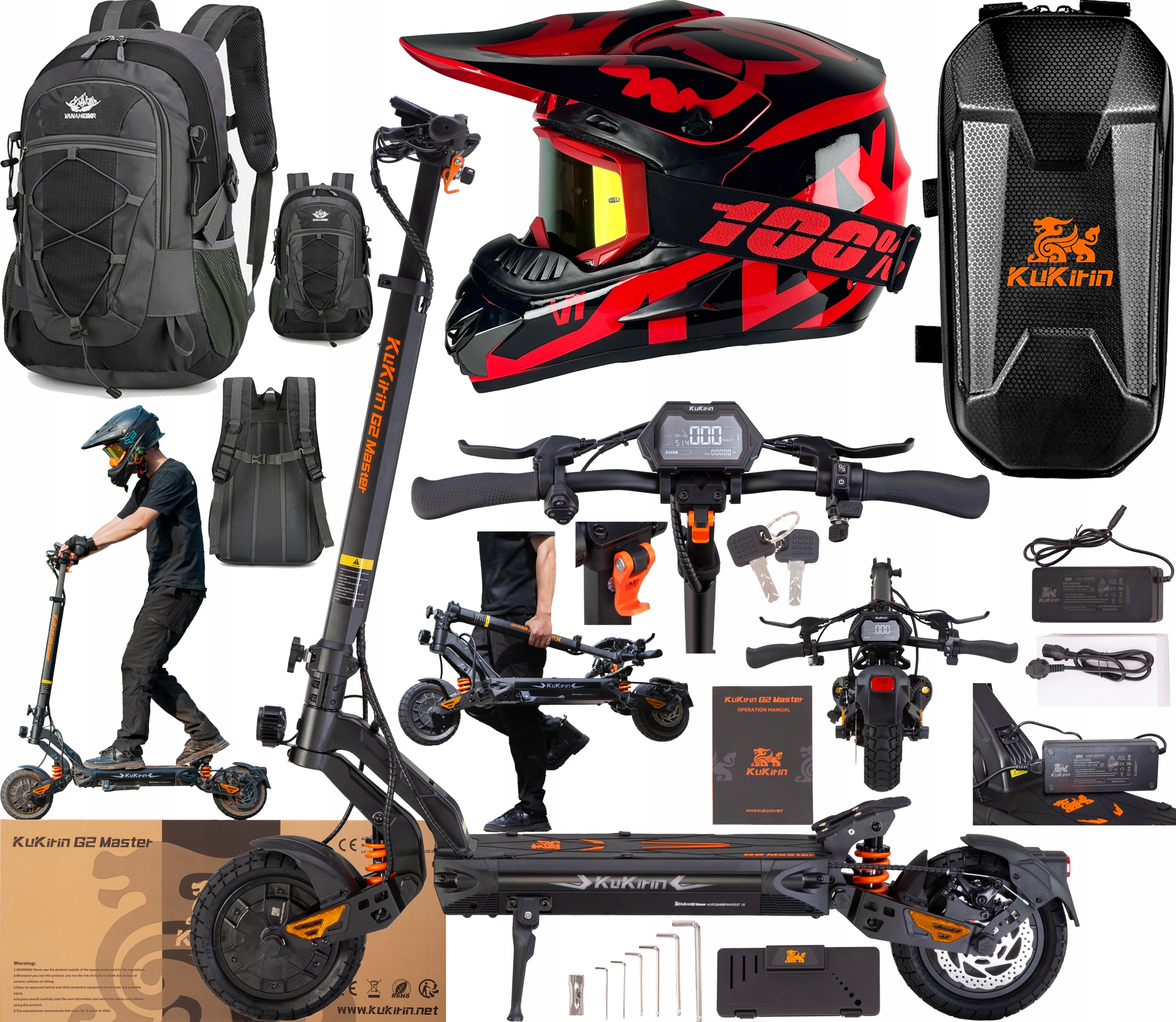 2026 KuKirin G2 Master 2000W 52V 20,8AH 60KM/H 70KM 10" terénní dárky