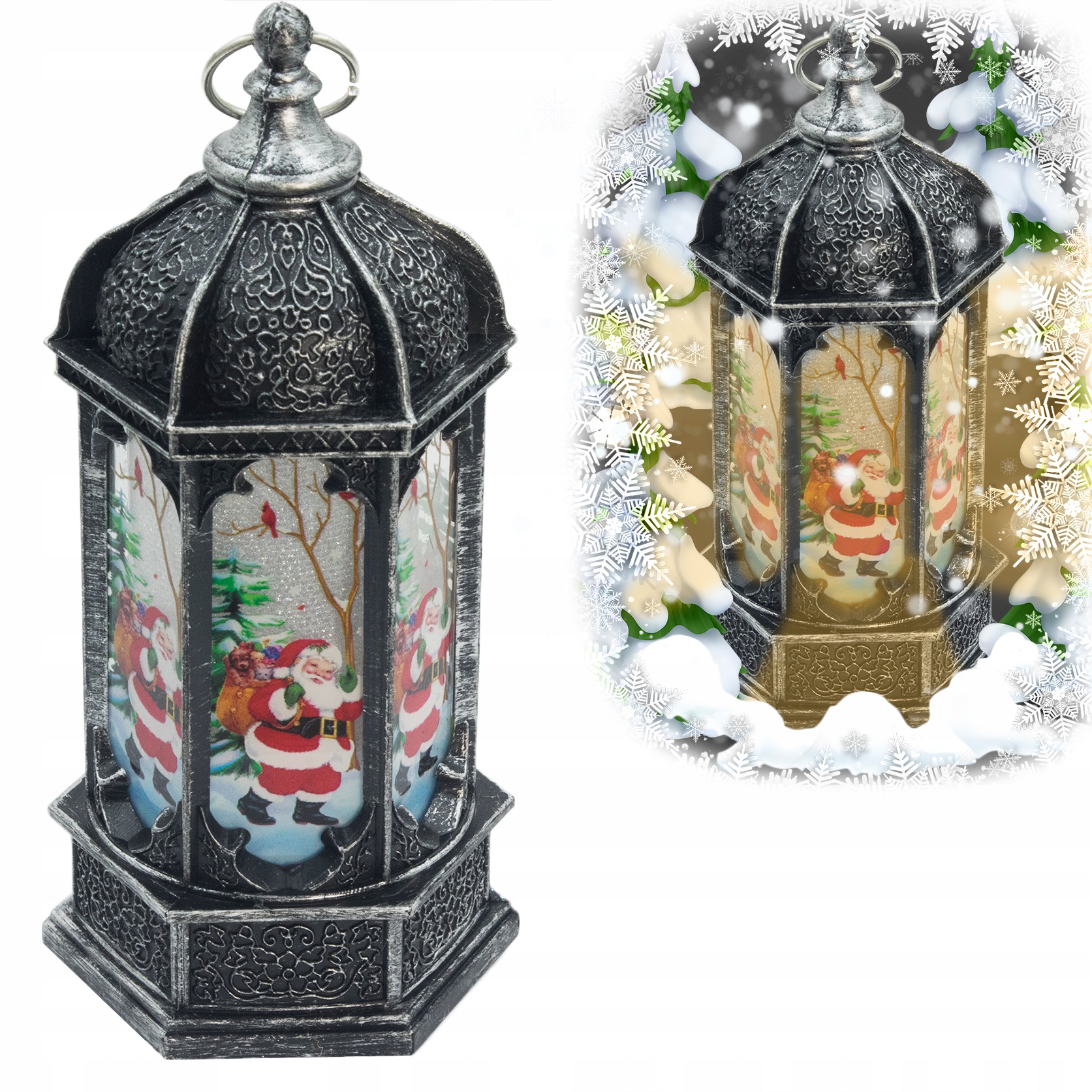 ŚWIĄTECZNA LATARENKA DEKORACJA LAMPION LED ŚWIĘTA