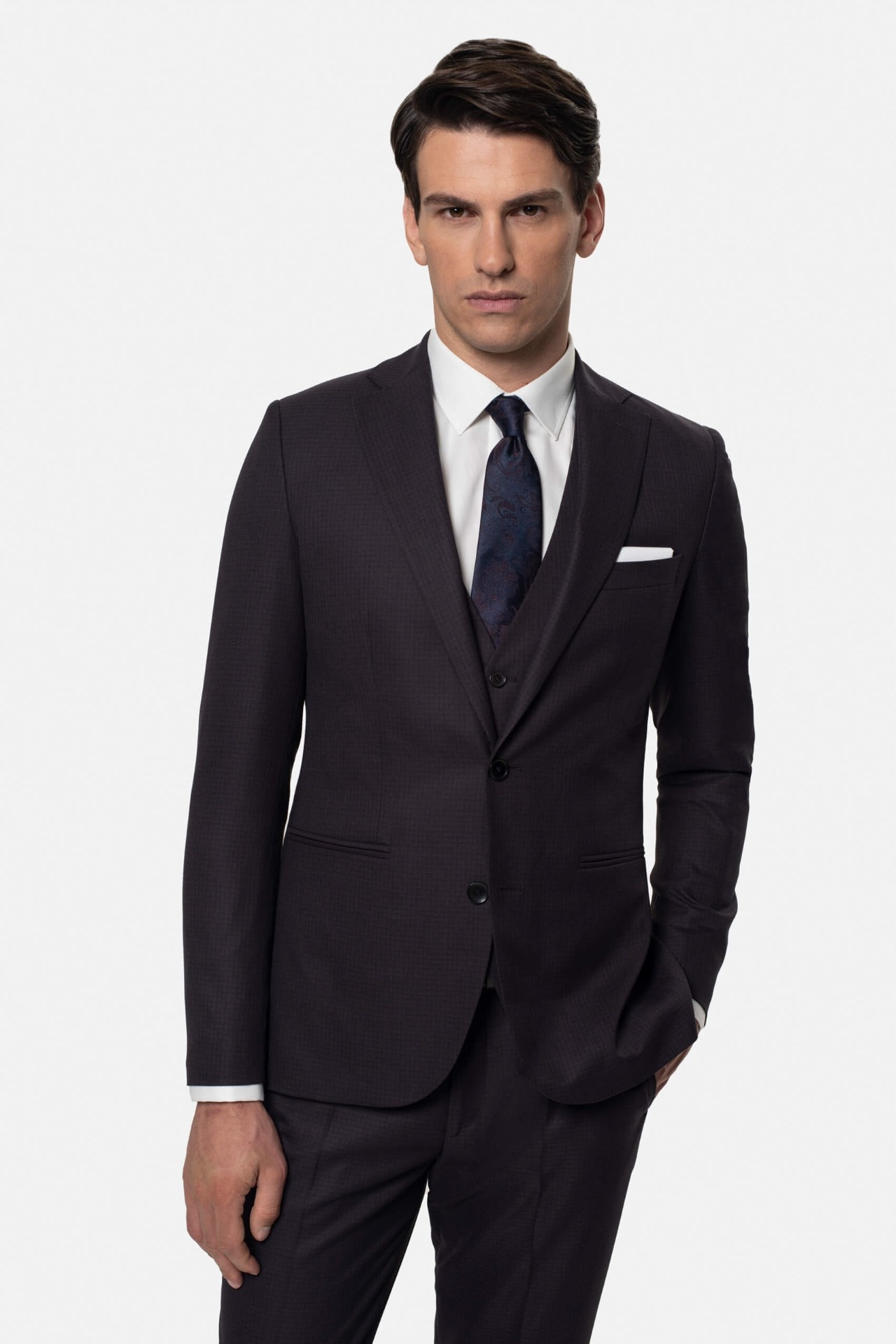 Marynarka Molise Fioletowa Slim Fit Jednorzędowa 176 100