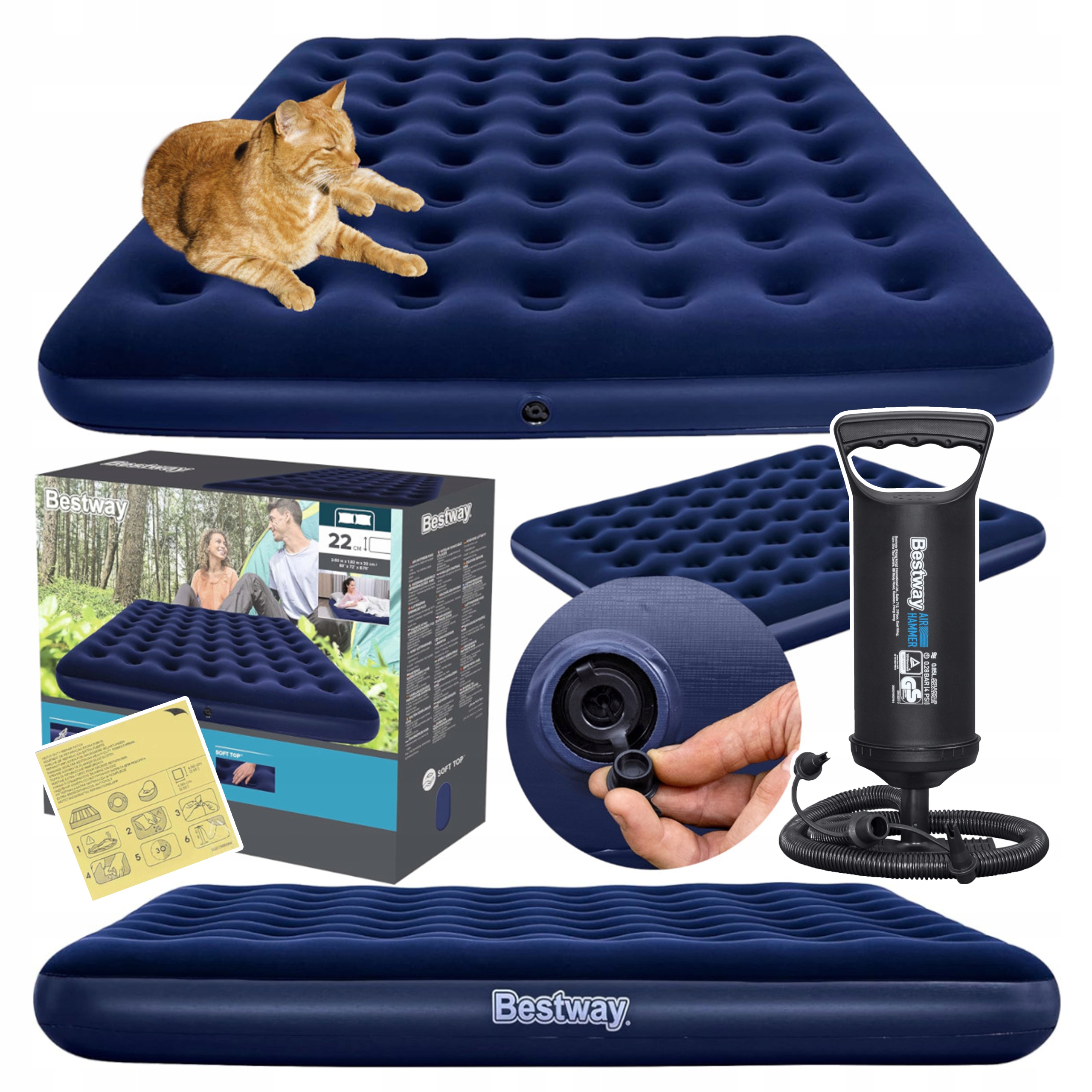 Matrace Dvoulůžková 203x183x22 cm Bestway 67004 Pumpa