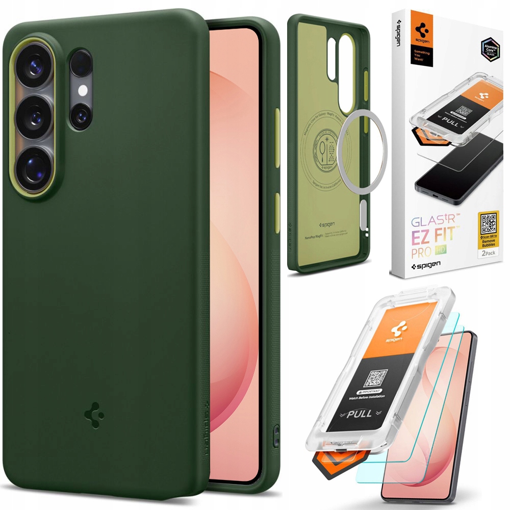 Spigen: Pouzdro Nano Pop MagSafe Green 2x Sklo pro Samsung Galaxy S26 Ultra