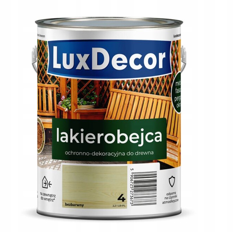 Luxdecor Trwała Ochronno-dekoracyjna Lakierobejca Do Drewna 2,2L Bezbarwna