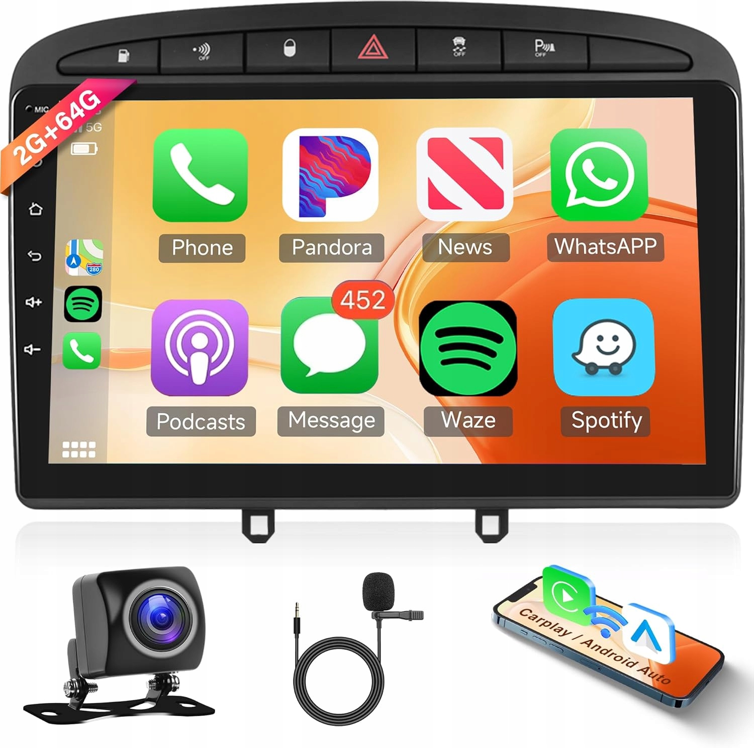 2G 64G Android autorádio pro Peugeot 408 s Apple Carplay