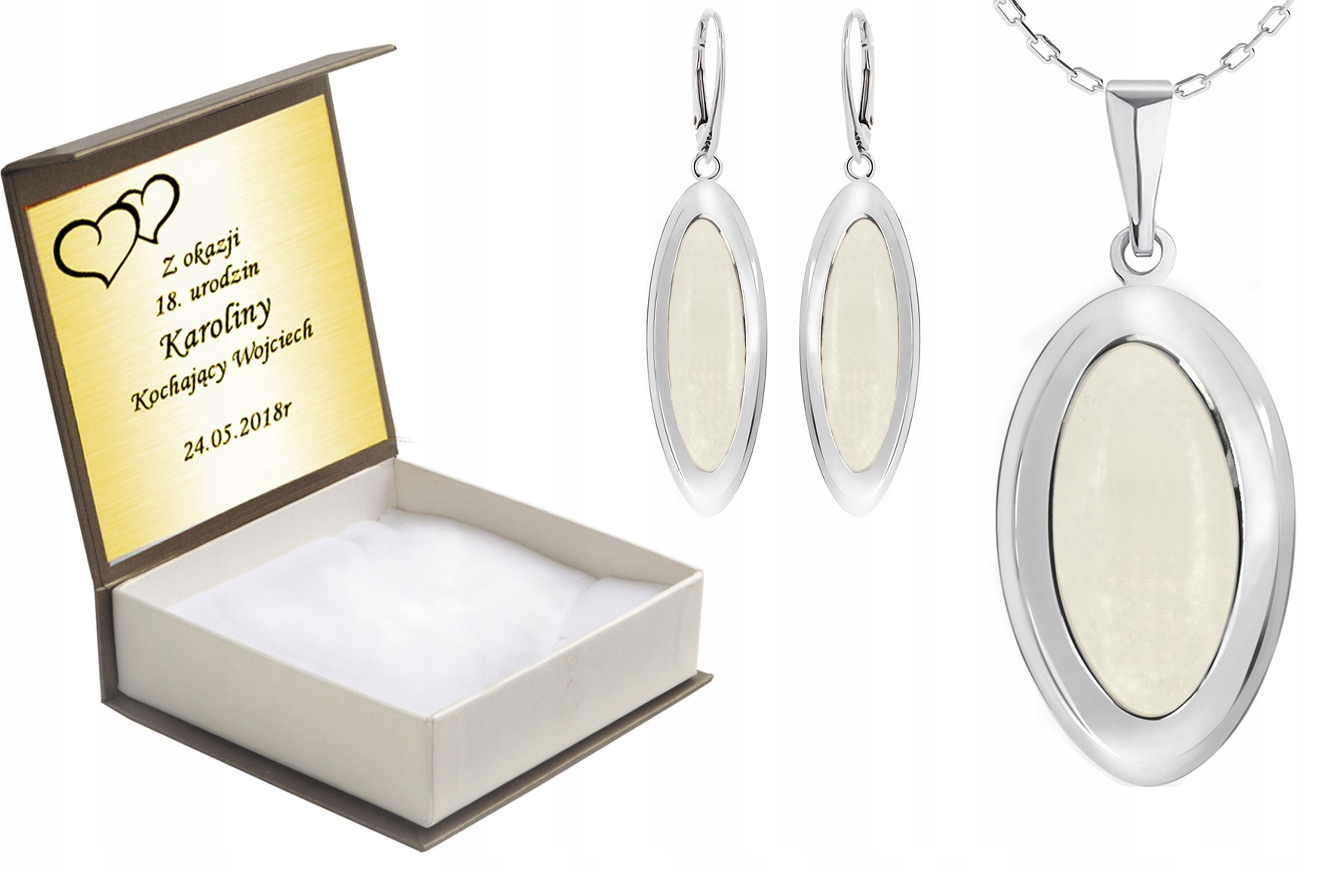 

Komplet Biżuterii Srebrnej Z Opalami + Grawer