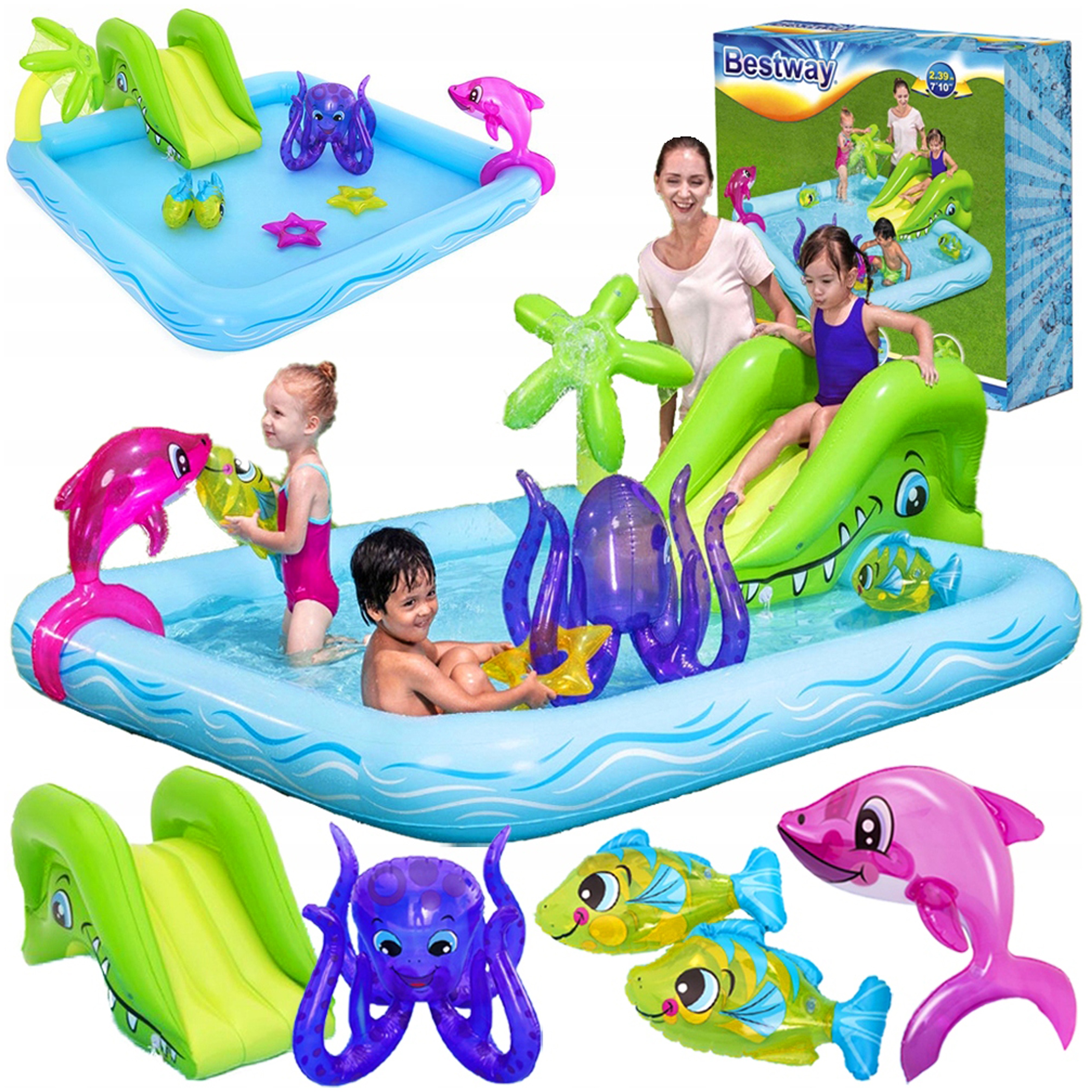 Vodné Detské Ihrisko Nafukovací Bazén Fontána Šmýkačka Hračky