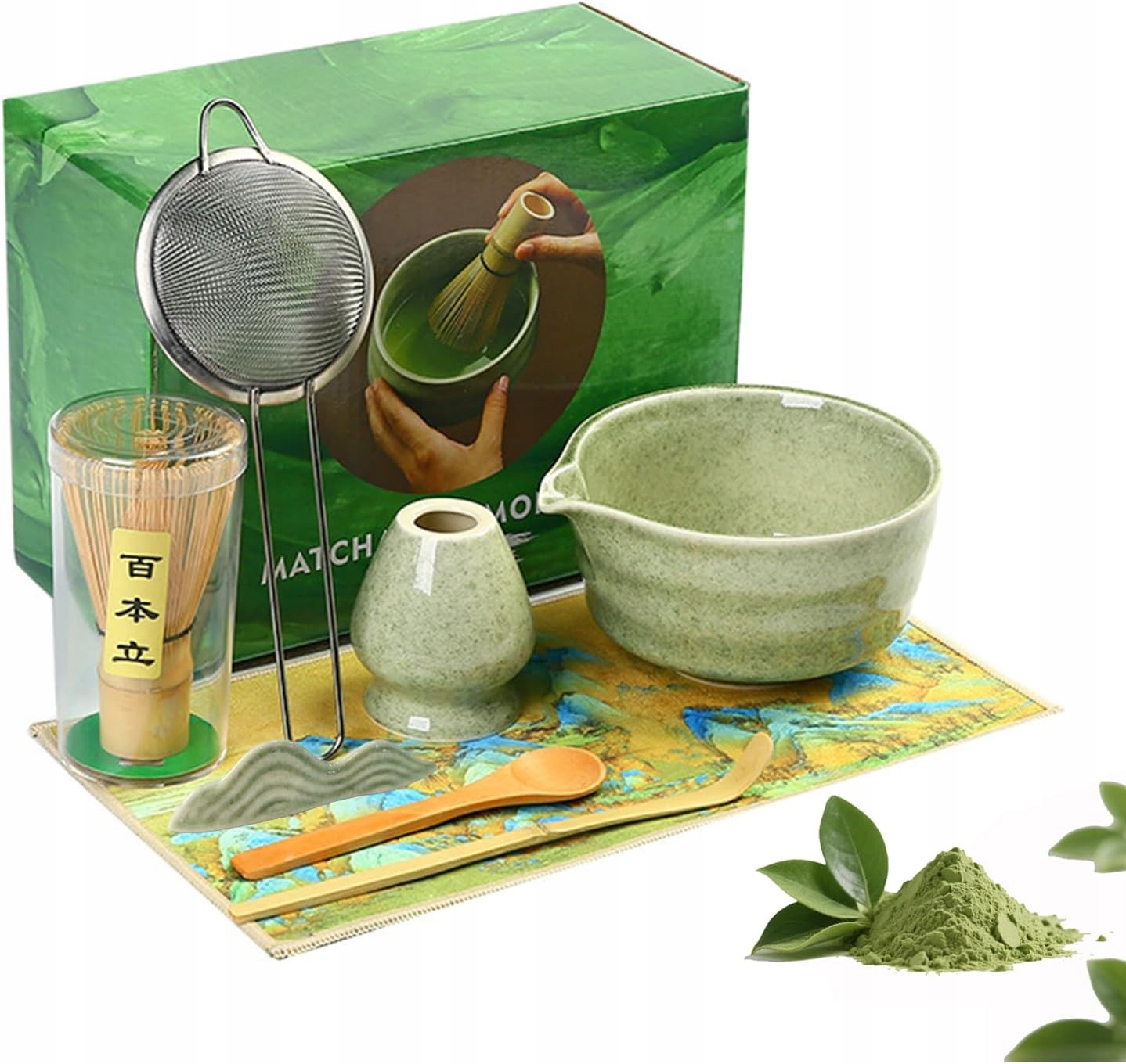 Levně Bambusová Sada 8 Dílná Dárková Pro Přípravu Čaje Matcha: Chashaku, Sítko