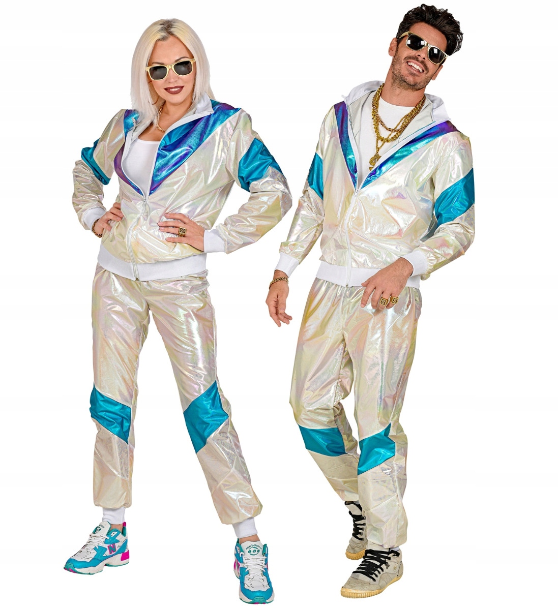 Kostým Teplákovka Bílý Kostým Léta 80 90 Disco Světlý Teplákovka Lesklý XL