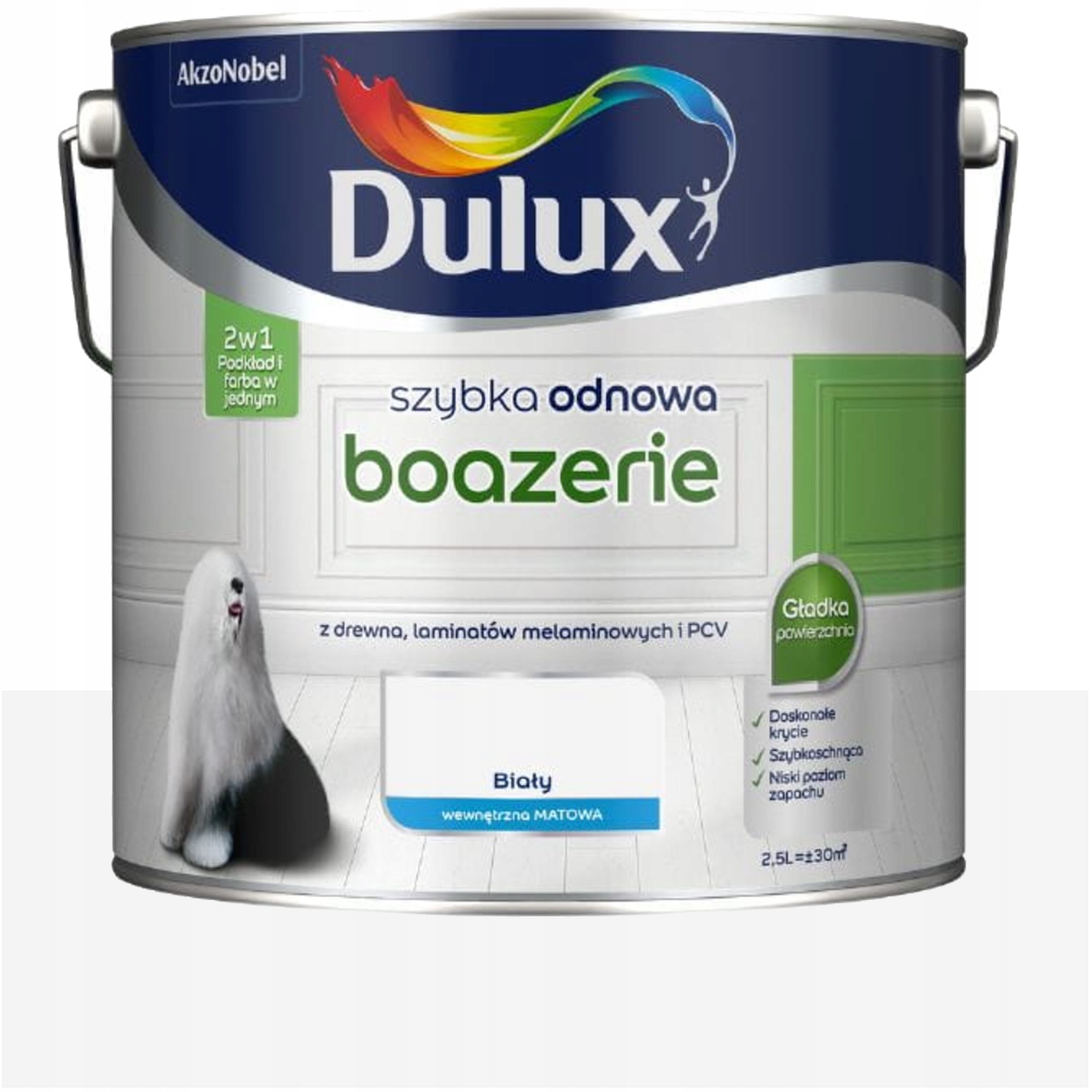 Dulux farba do boazerii drewna Pcv Szybka Odnowa Boazerie Biały Matowy 2,5L