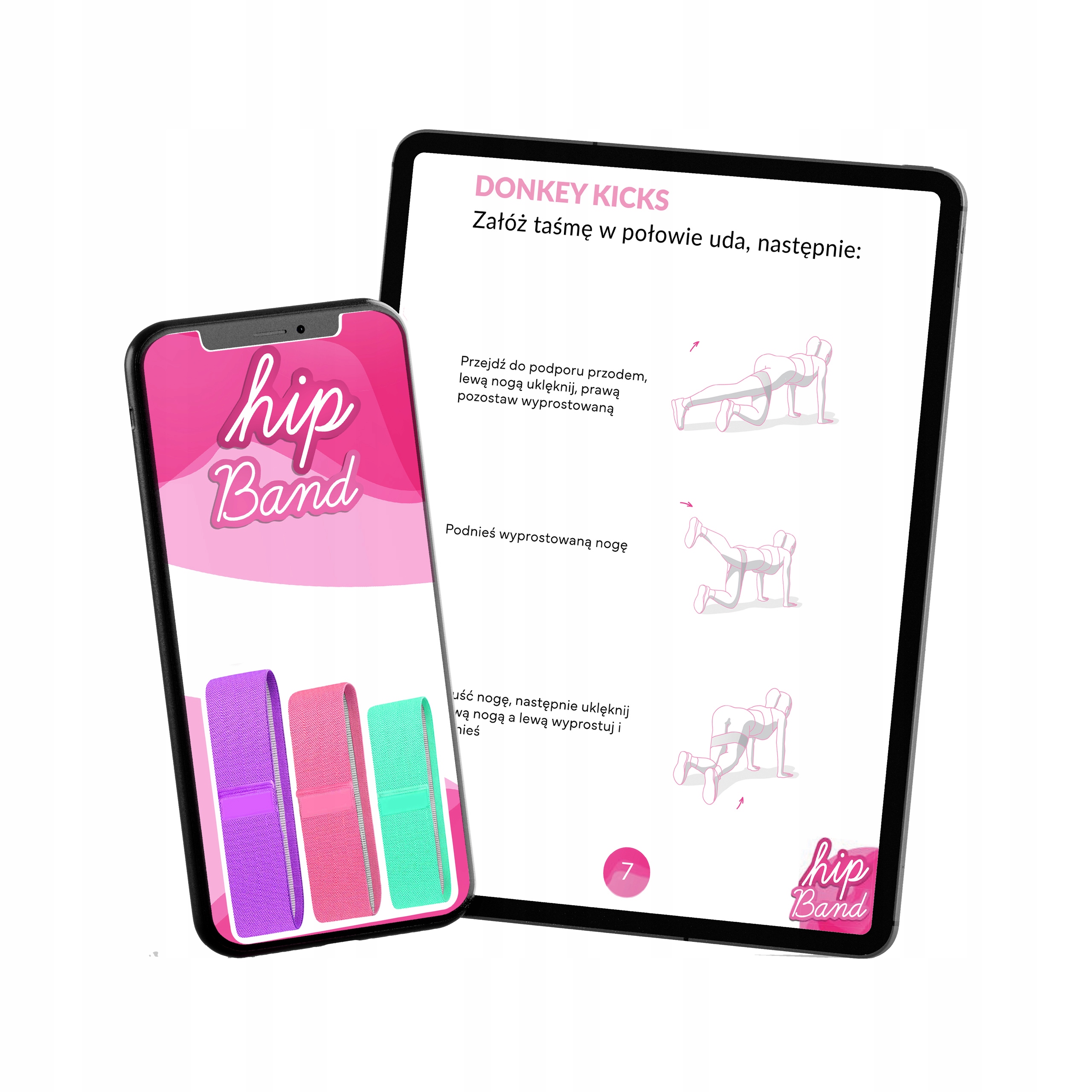ZESTAW 3 GUM DO ĆWICZEŃ HIP MINI BAND, GUMY MATERIAŁOWE MOCNE TAŚMY FITNESS Szerokość 80 mm