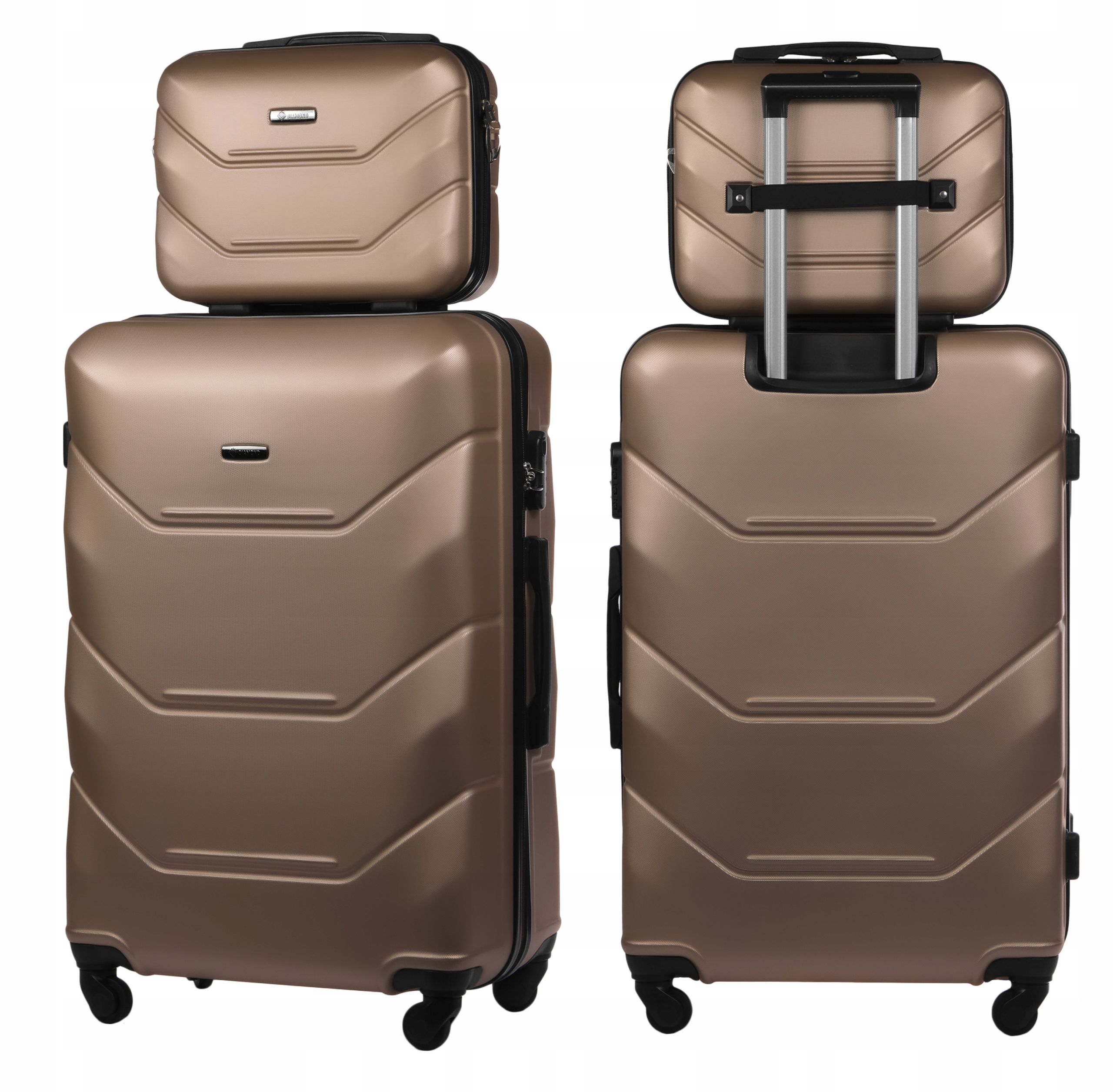 Set 2v1 Cestovní Kufr Velký XL Kufřík Bc Šampaňské Kolečka A227 Abs