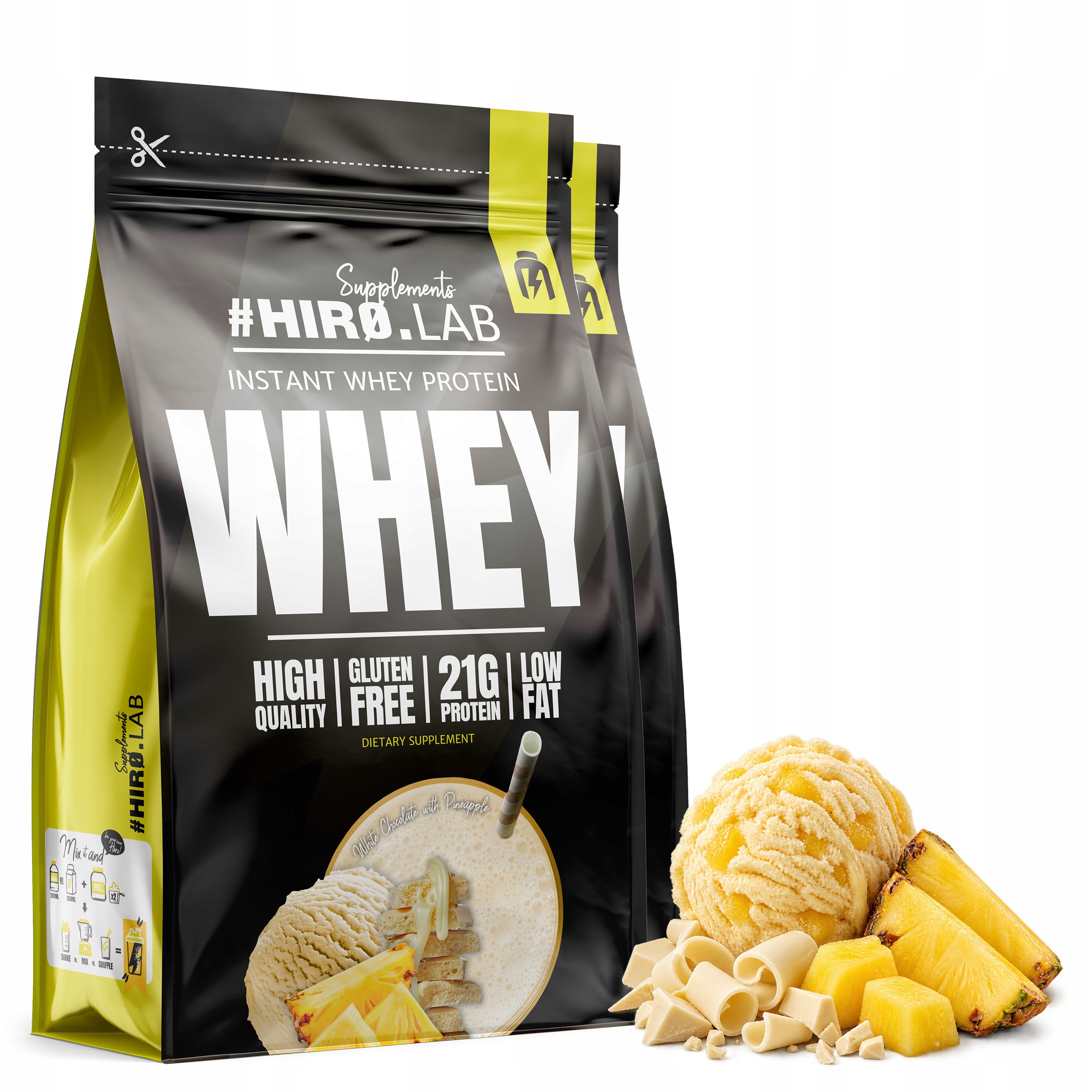 2x syrovátkový protein Wpc Instant Whey Protein 750 g Čokoláda Ananas HiroLab