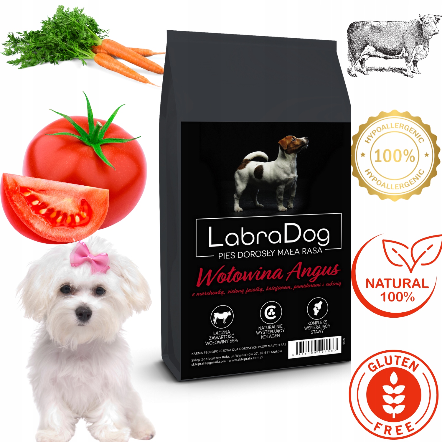 Levně LabraDog Superfood Hovězí maso pro maltézské maso na skvrny a pigmentové skvrny 2 kg