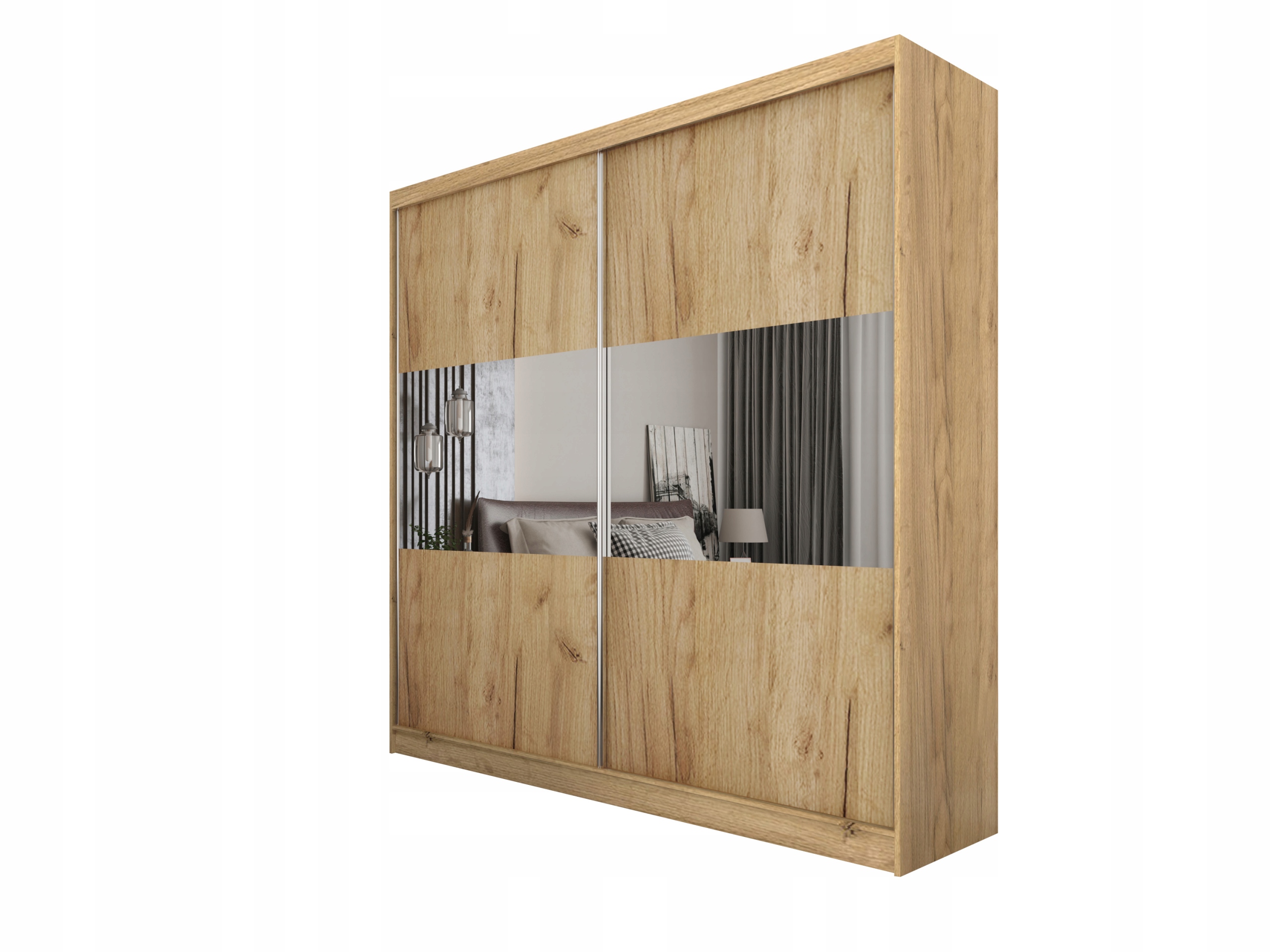 Skříň 200 cm se zrcadlem Skříň Dvoudveřová dub Artisan