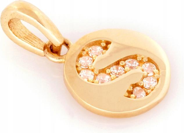 Přívěsek ze zlata 585 s písmenem S a zirkony přívěsek na řetízek 14K