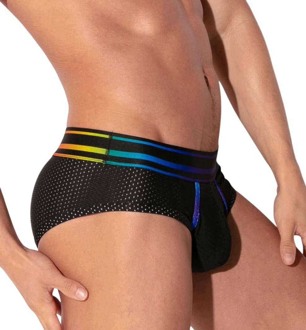 Code 22 2231 Pride Brief pánské prodyšné slipy Mesh černé M