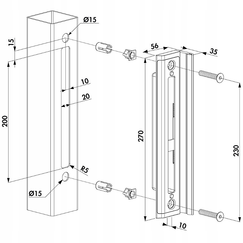 Zaczep SHKM Locinox do bram i furtek, H-METAL EAN (GTIN) 5414768007167