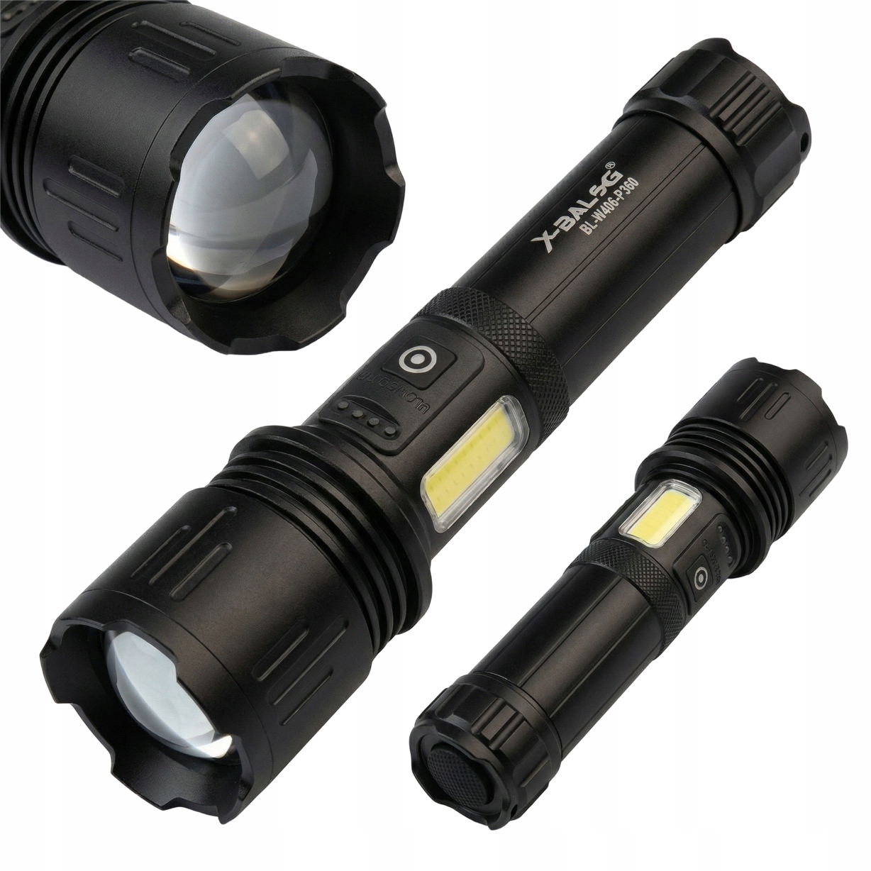 Výkonná svítilna powerbanka X-Balog P360 Reflektor zoom Akumulátor 26650 Usb-c