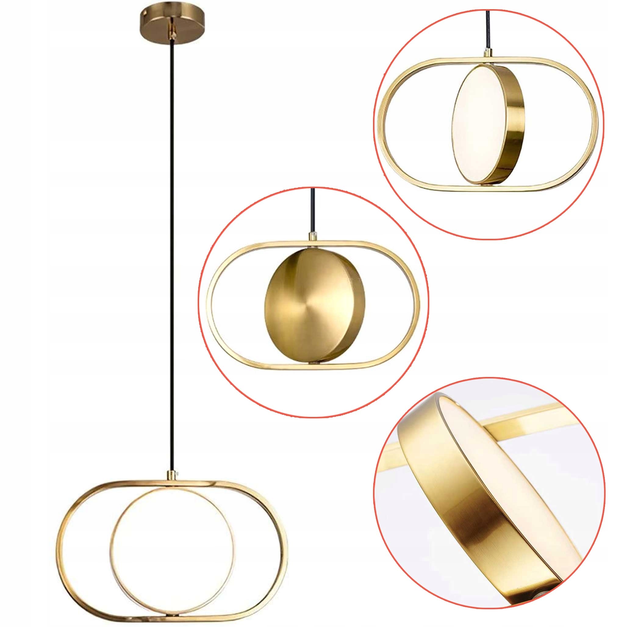 Zlatá závesná Led lampa otočná, samostatná lampa do obývačky, nastaviteľná, zlatá