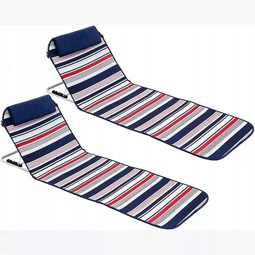 2 x Podložka s Nastavitelným X5 Opěradlem Lehátko Na Pláž Skládací Velká 2v1