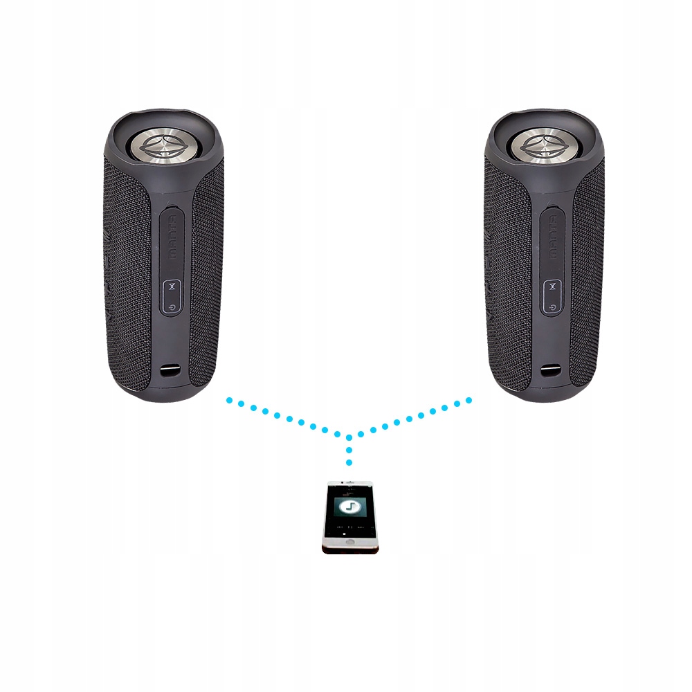 GŁOŚNIK BLUETOOTH BEZPRZEWODOWY PRZENOŚNY MANTA RADIO FM AUX IPX4 TWS MP3 Zasilanie akumulatorowe