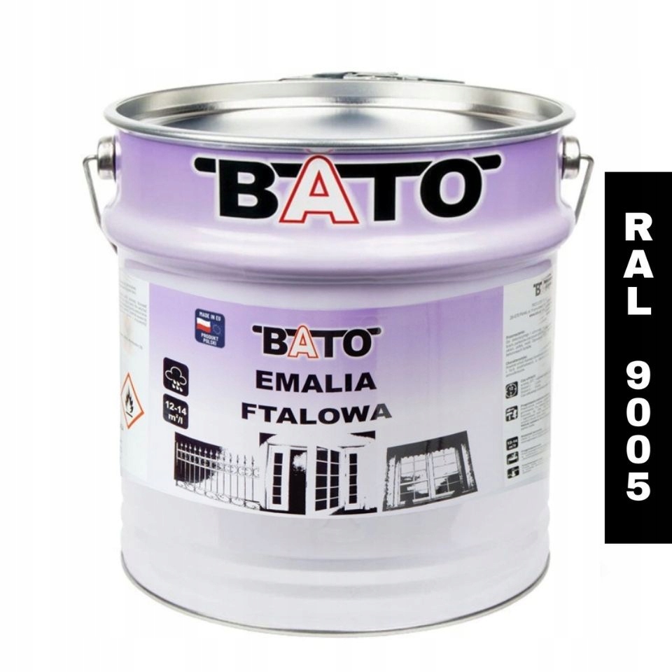 Ftalový smalt na dřevo Bato Barva na dřevo Ral 9005 Černá 10L