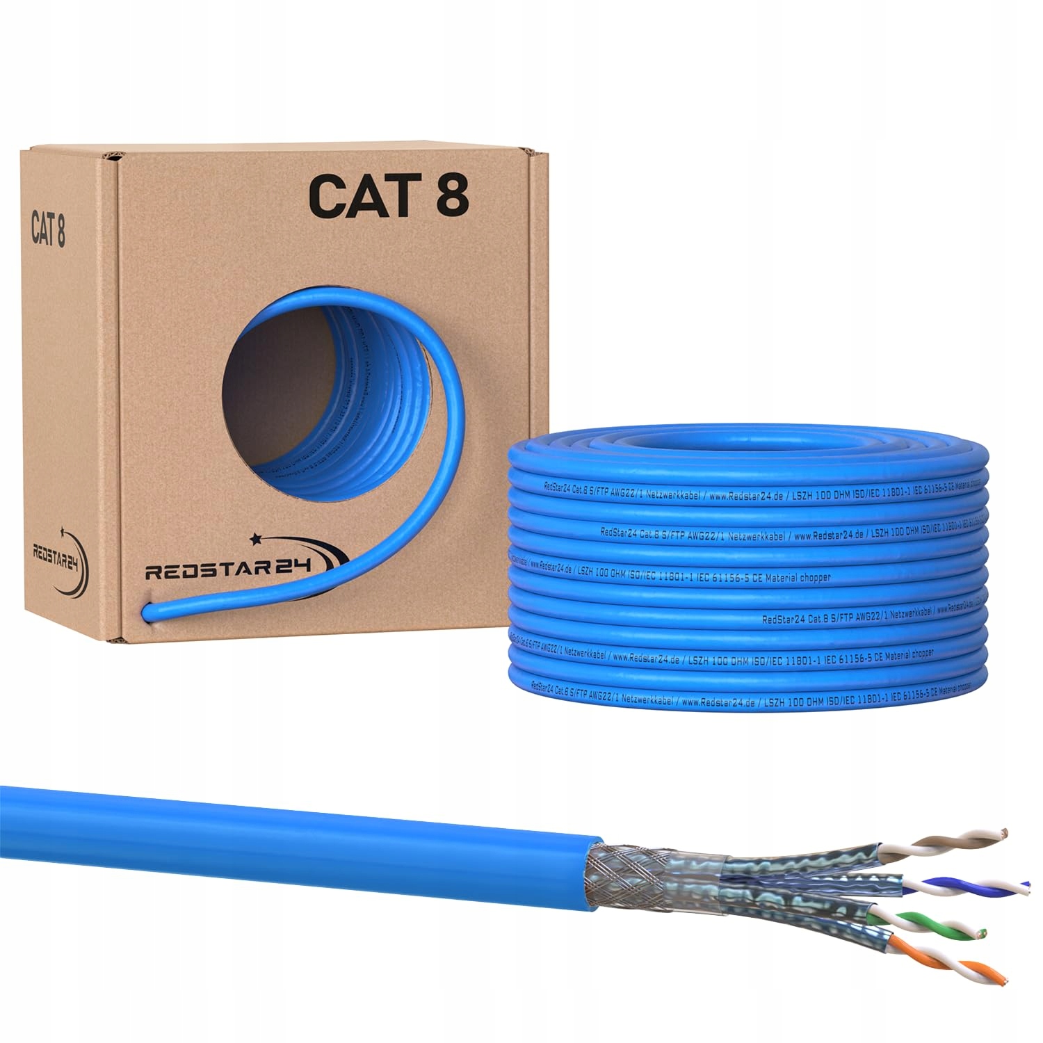 Síťový Kabel Lan Ethernet REDSTAR24 Cat 8.1 Lan 50 M 40 Gbit/s