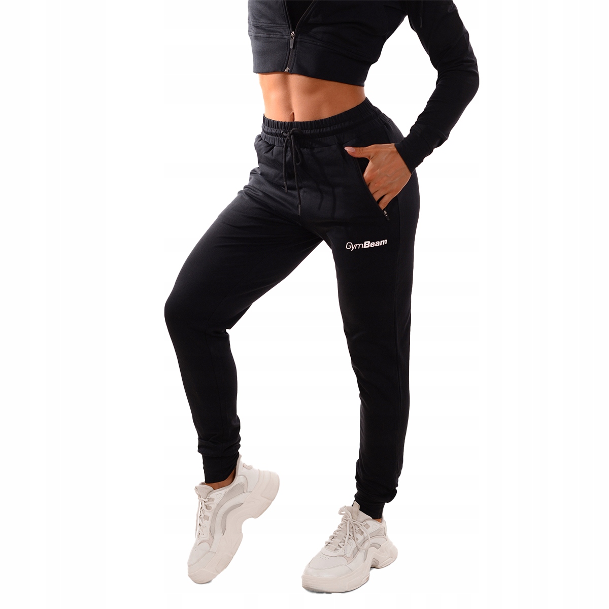 DAMSKIE SPODNIE DRESOWE FITNESS CZARNE GymBeam XL Rozmiar XL