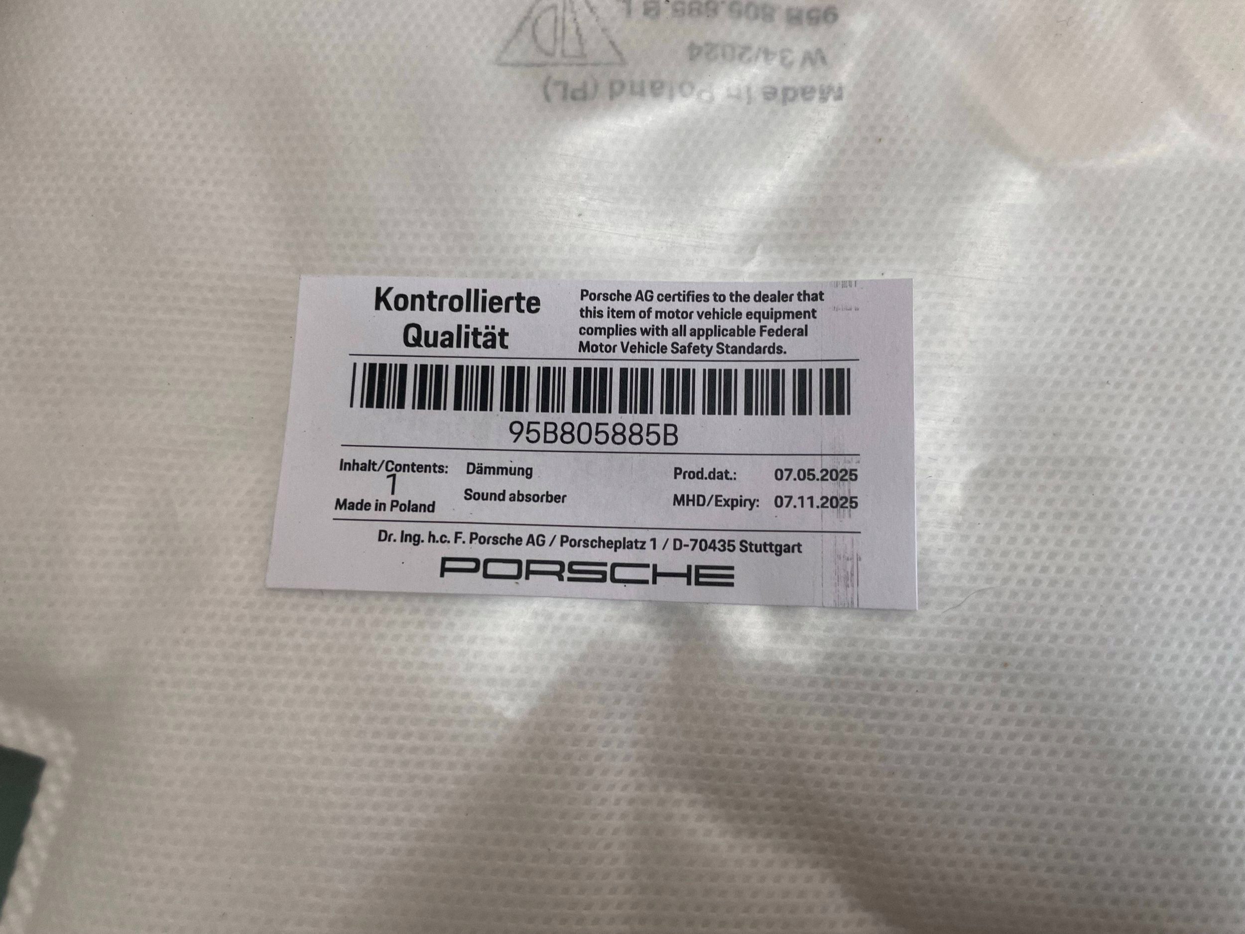 hangszigetelő far PORSCHE MACAN (95C) 95B805885B @A