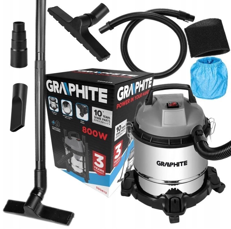 Vysavač 800 W 12 L Dílenský Pro Garáž Domu Graphite