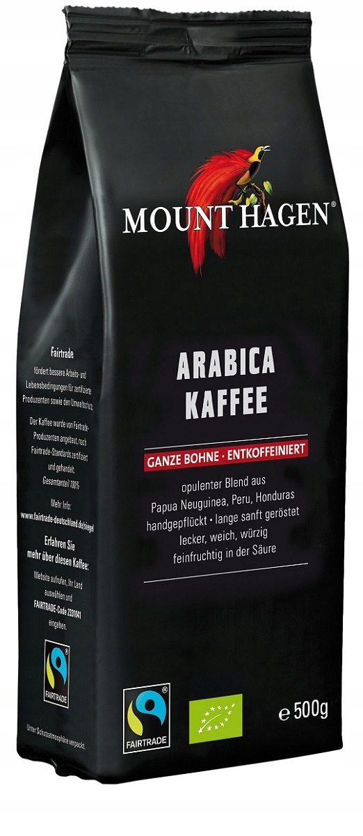 Levně Káva zrnková, bez kofeinu Arabica 100 % Fair Trade bio 500 g Mount Hage